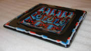 fused glass with pattern bars (200mmL x 190mmW x15mmH)